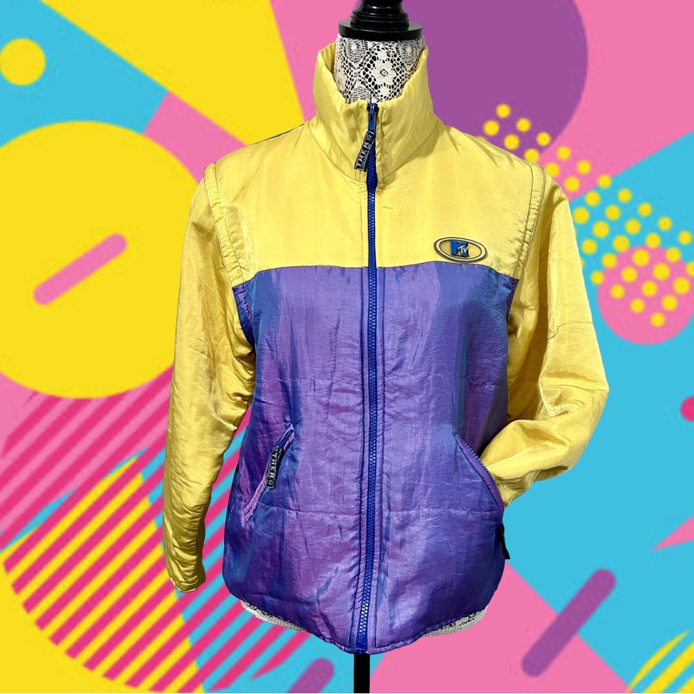 Vintage and remarkable MTV convertible Jacket / vest Yellow and Purple